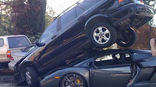 Lamborghini Gallardo Tangles With Many Parked Cars In LA's Laurel Canyon, Much Bondo Needed